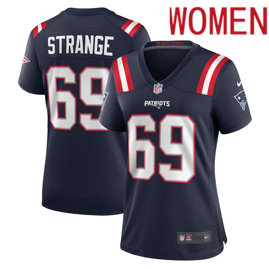 Women New England Patriots #69 Cole Strange Nike Navy Game Player NFL Jersey